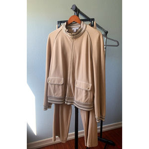 St John Sport Velour Track Jacket Sweat Pant Suit